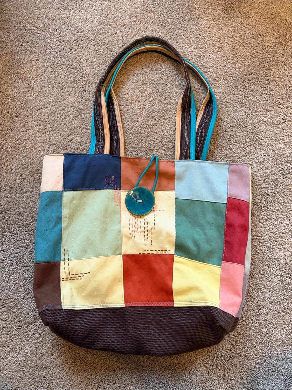 Handmade Multicolor Patchwork Tote Bag